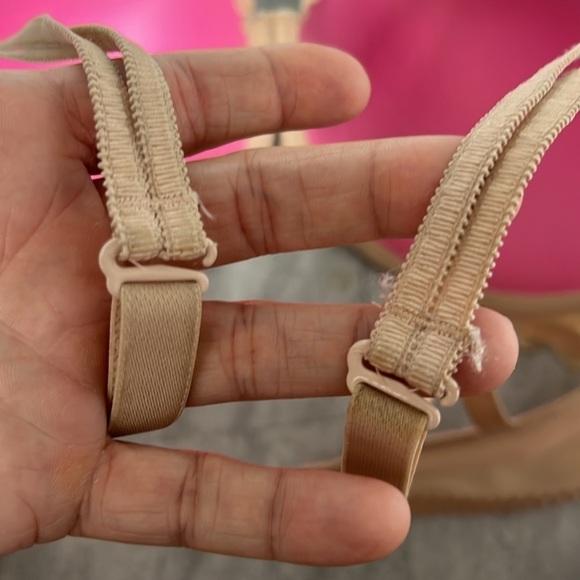 Light nude 36DD lace Pink push up Balconet bra racerback option - Picture 7 of 7